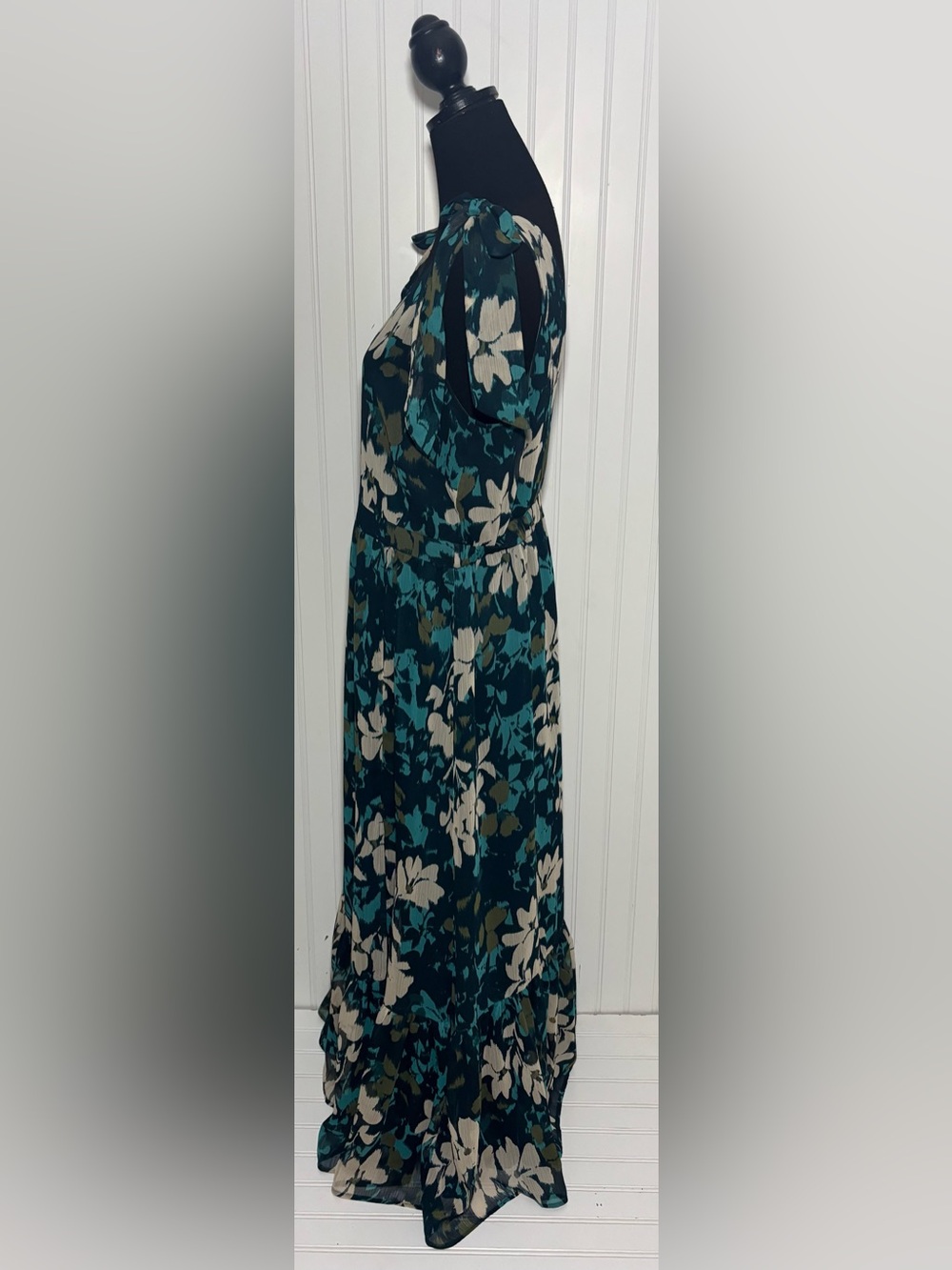 Loft Maxi Dress Floral Romantic Feminine Green Womens Size 12 Flowy - Picture 5 of 16